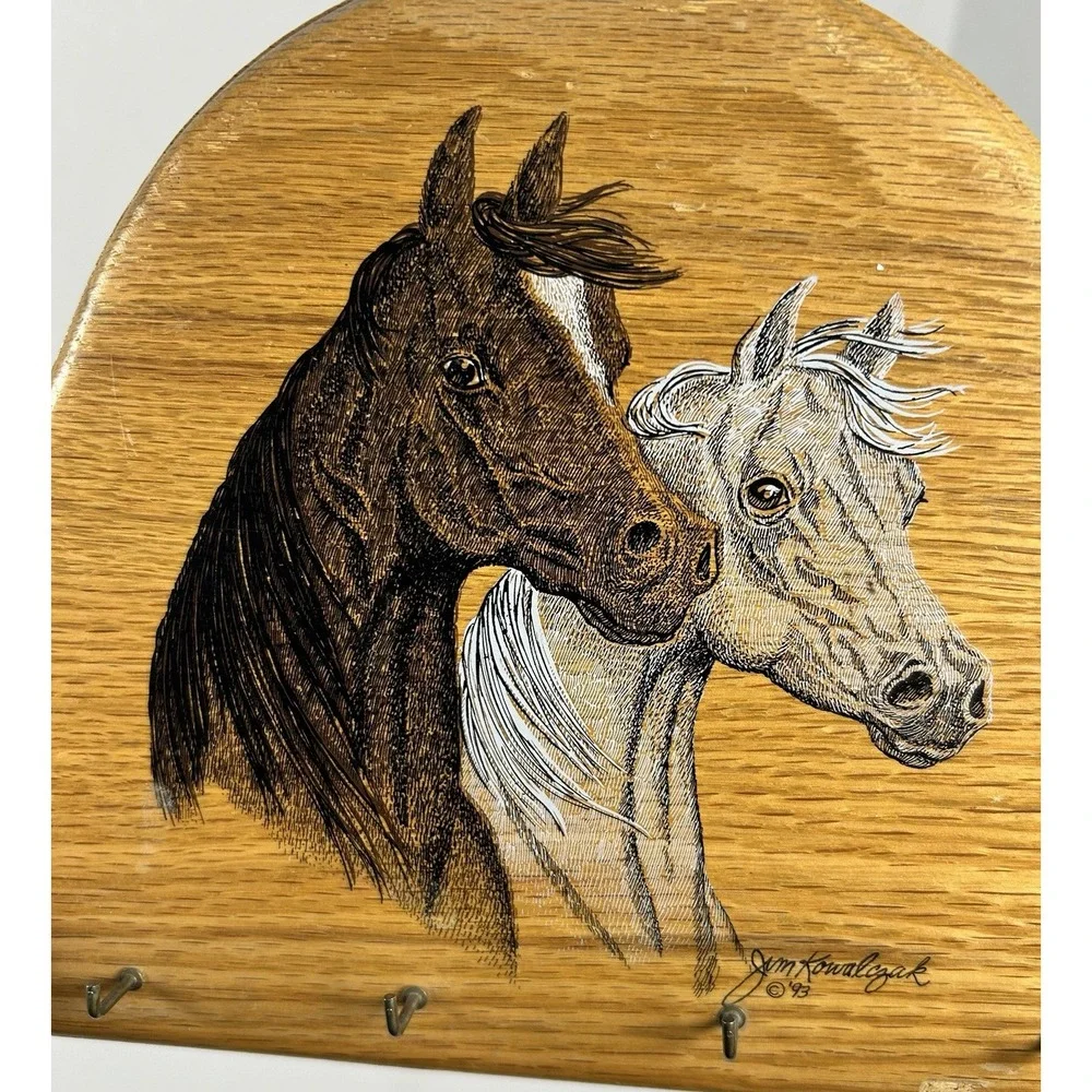 Wooden Hand Painted Horse Key Holder Wall Hanging 12